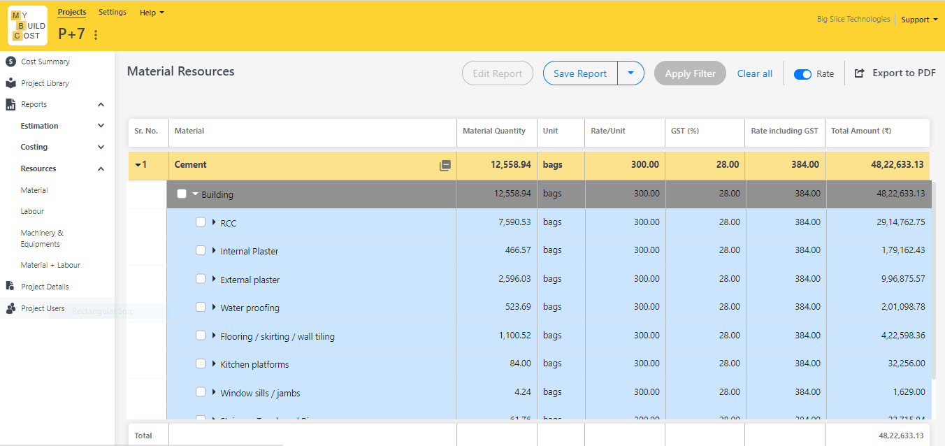 My Build Cost Software - Powerful reports to handle material requisition, reconciliation, contracts and purchases.