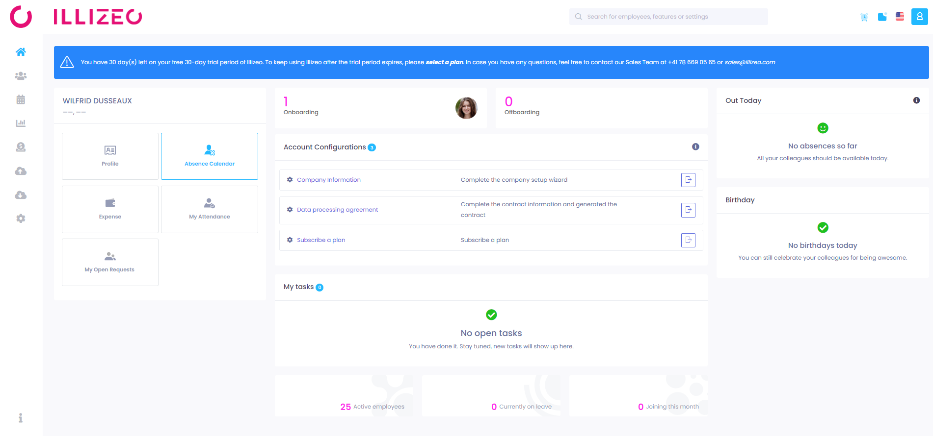 Illizeo Software - Illizeo dashboard