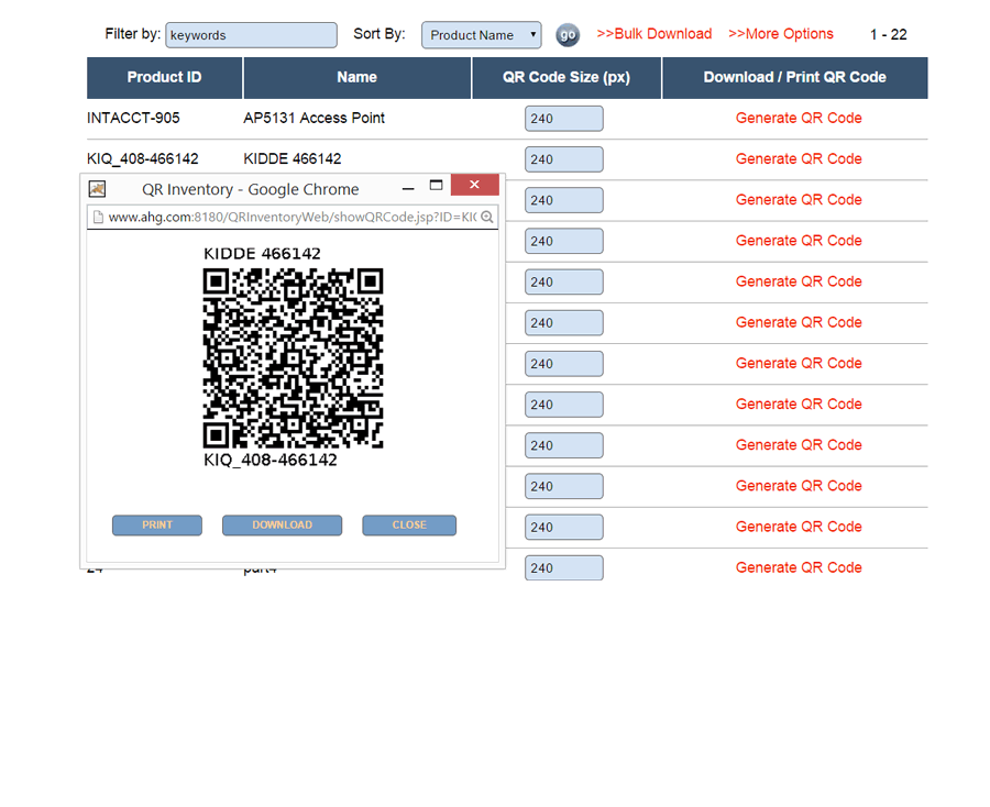 QR Maintenance Software - generate and print qr codes