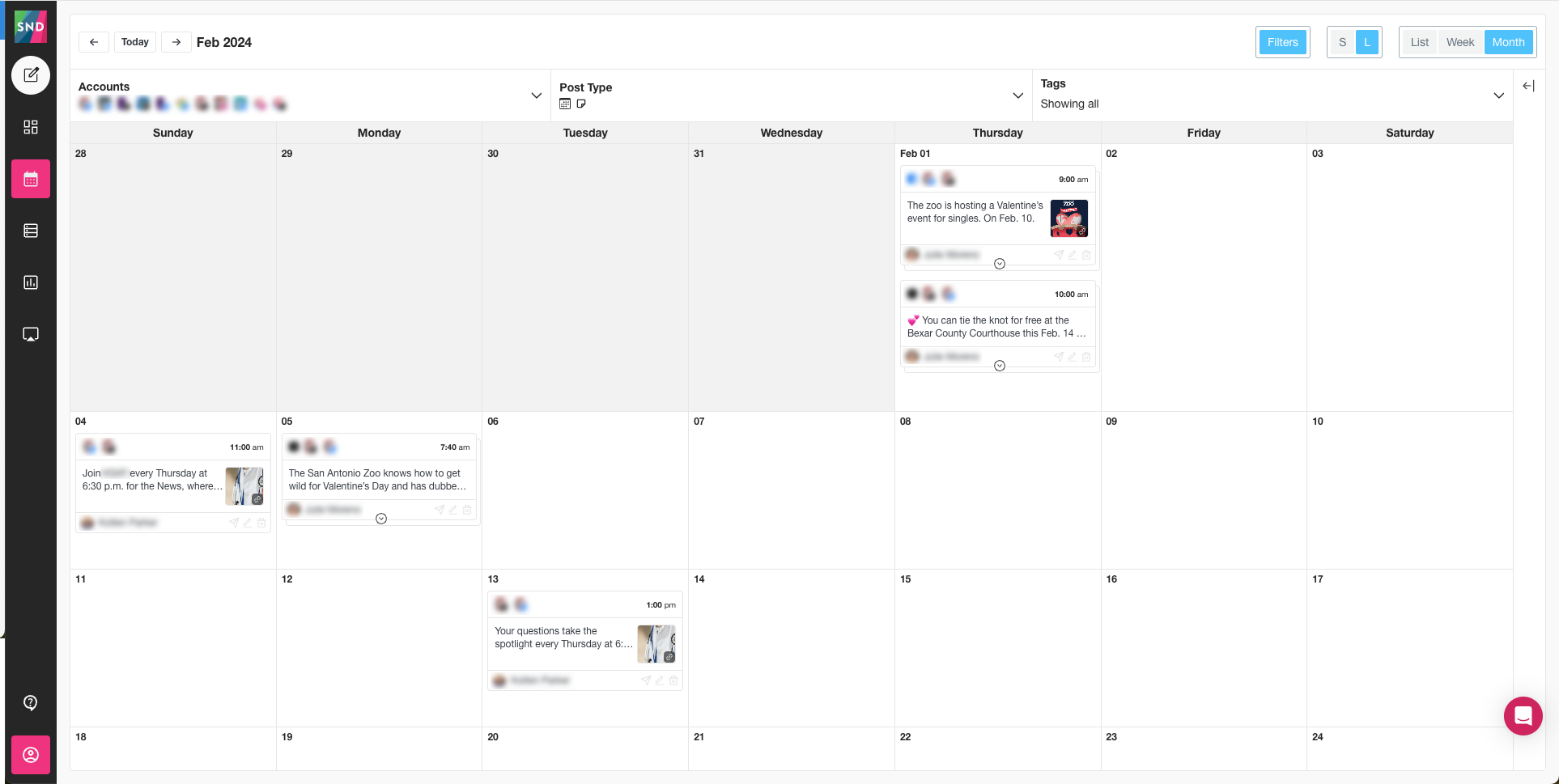 Social News Desk Software - Social News Desk - Calendar View