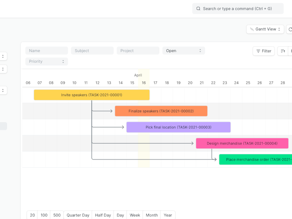 ERPNext Software - Tracking tasks doesn't have to be that difficult with a colorful Gantt tool at your disposal.