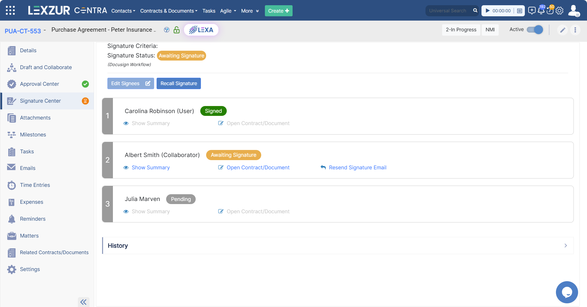 Contra Software - E-sign and integrate with tools, like DocuSign, to provide authentic Electronic Signatures, saving an abundance of time and effort for all involved in the process.