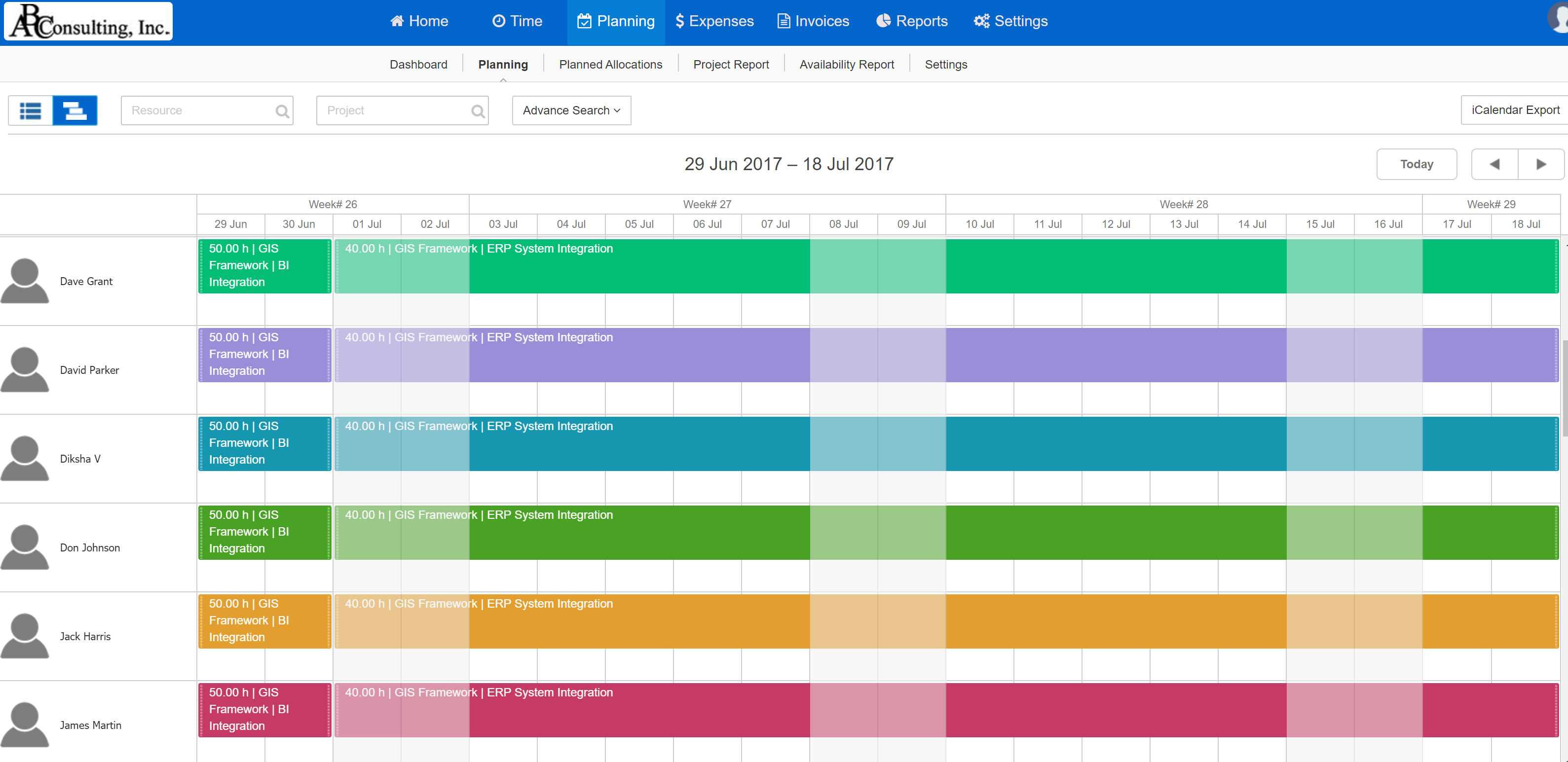 AccountSight screenshot: Plan projects and coordinate team assignments
