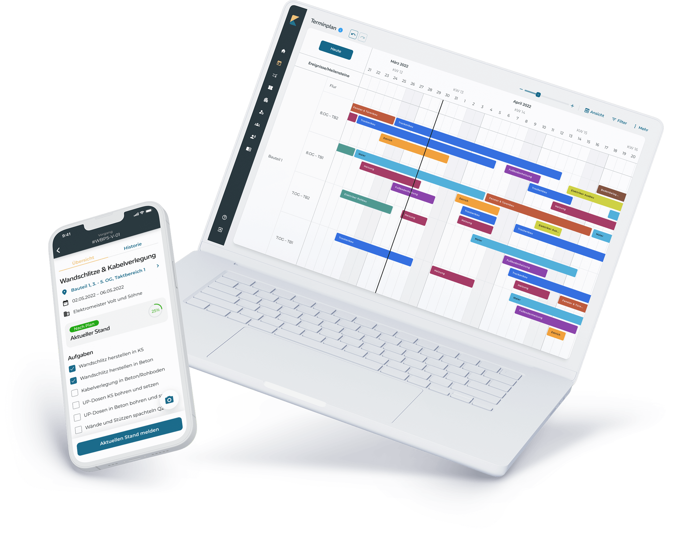 koppla screenshot: koppla Construction site cockpit with subcontractor app