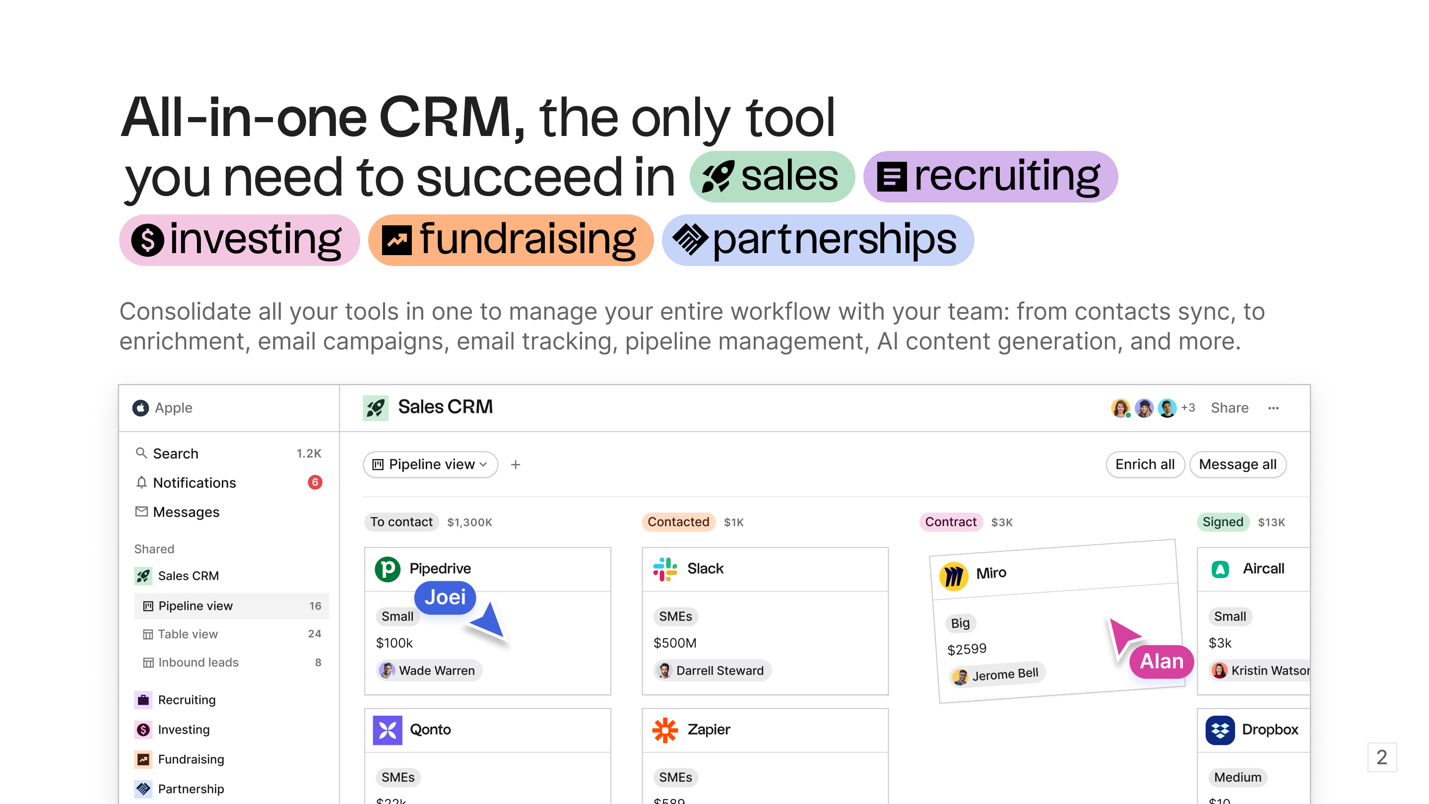 folk screenshot: Get your All-in-one CRM
