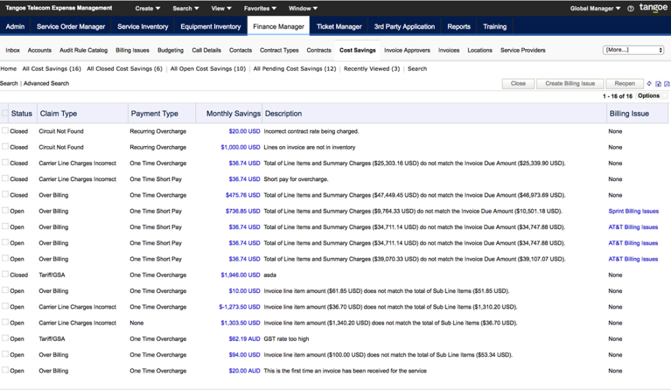 Tangoe TEM Software - Tangoe TEM - finance manager cost savings