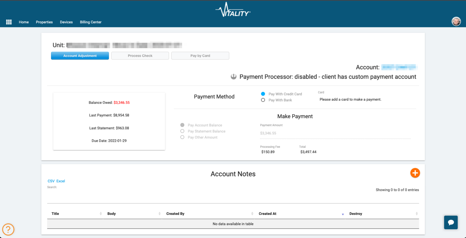 Vitality payment processing