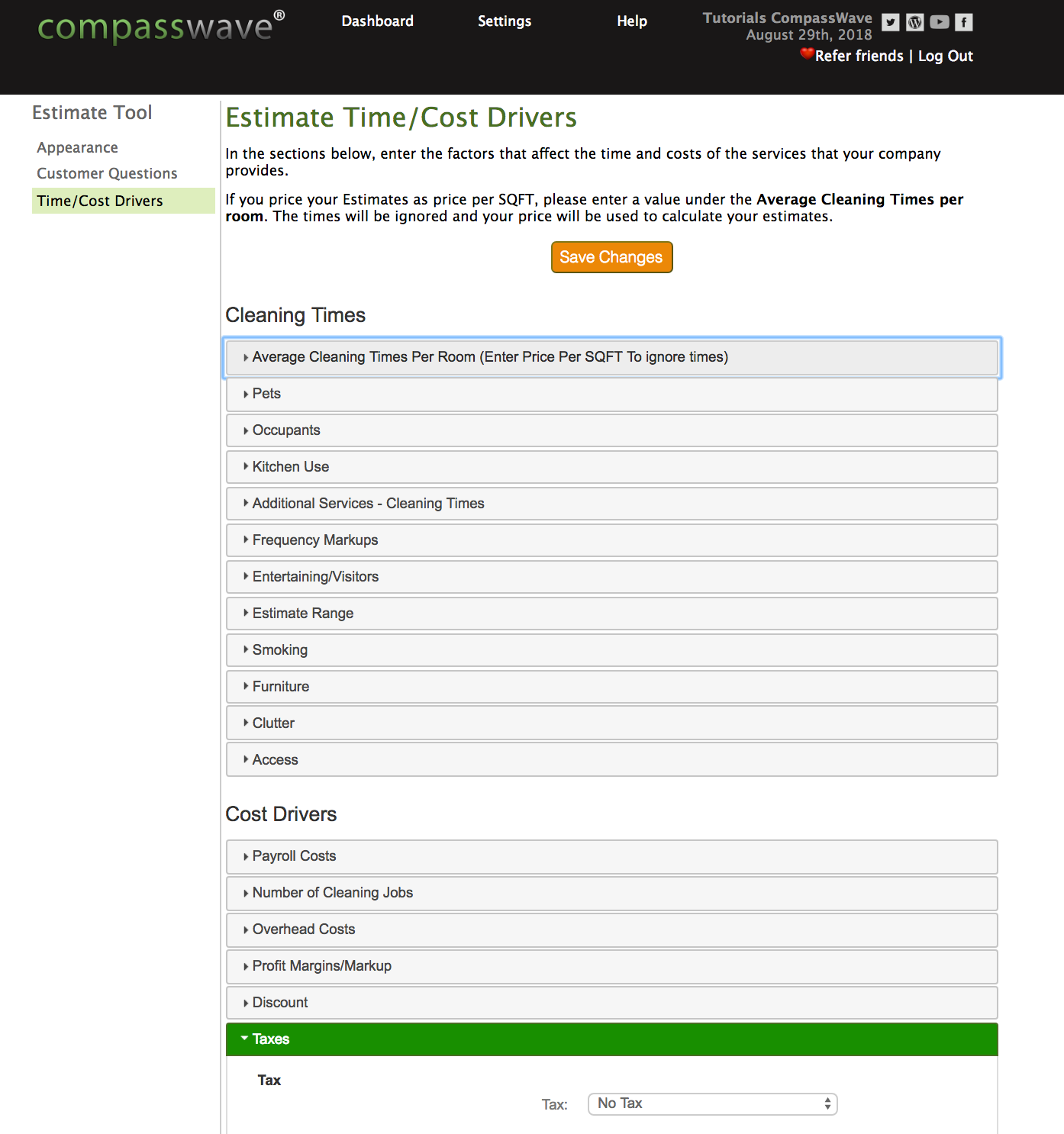 Compass Wave estimate tool