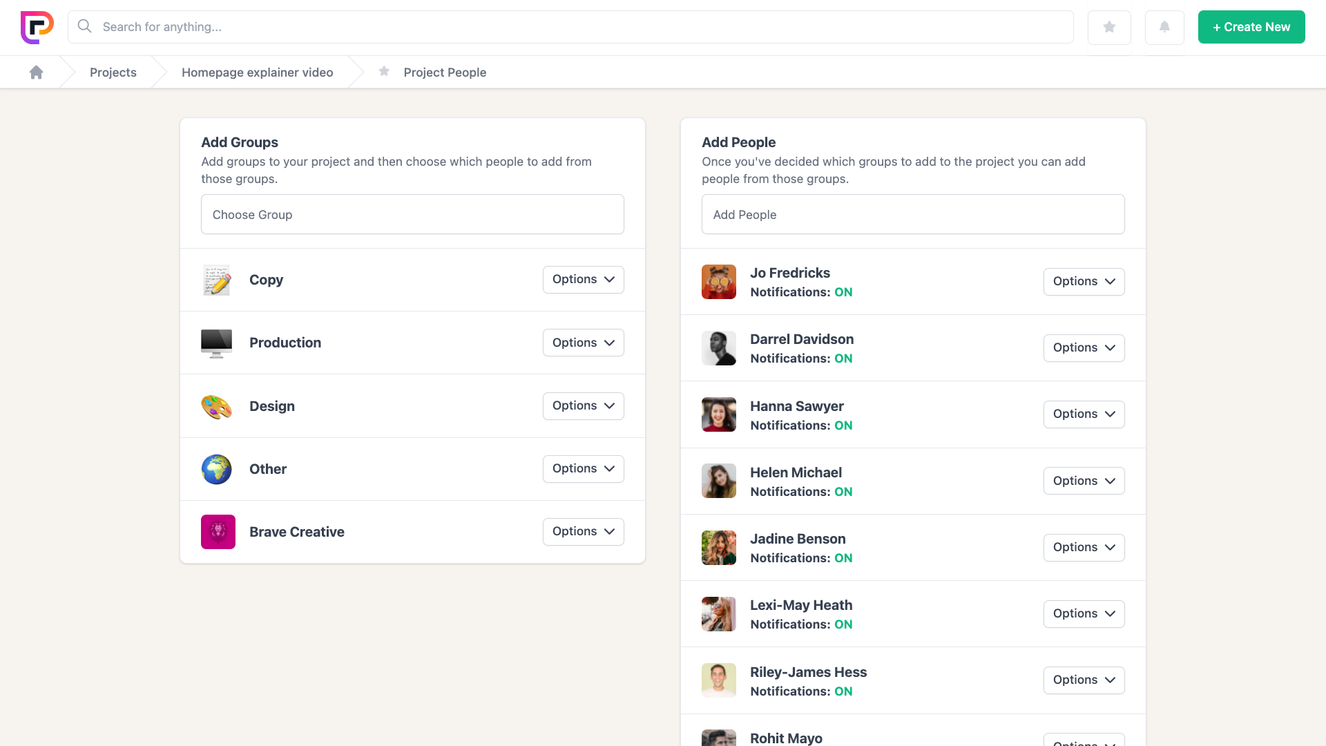 Project.co Software - Groups & People