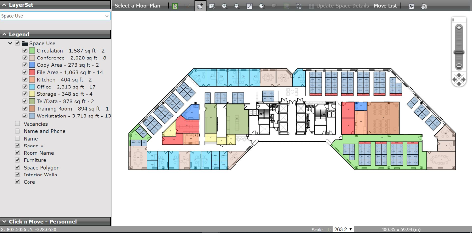 MRI ProLease Space Management screenshot: MRI ProLease floor plan