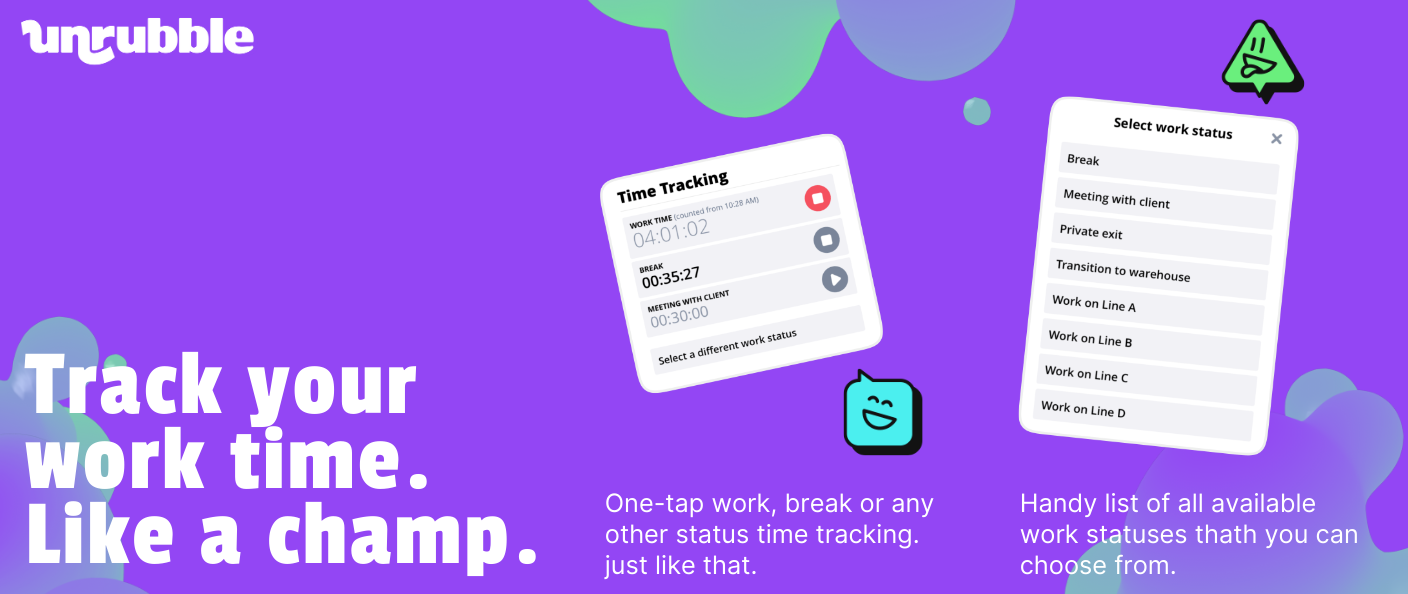 One-tap time tracking for work.