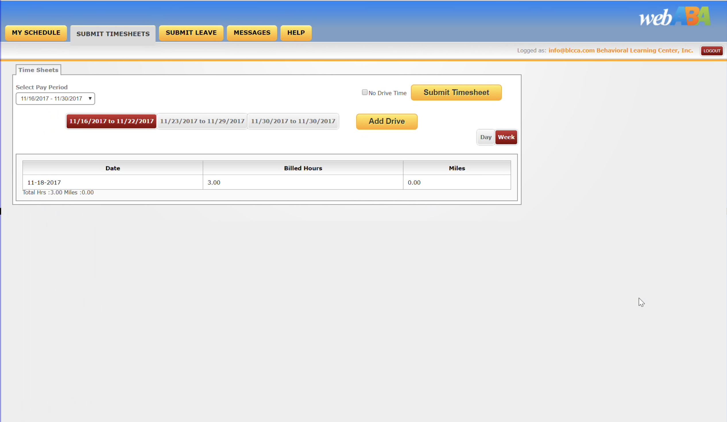 WebABA TimeSheet