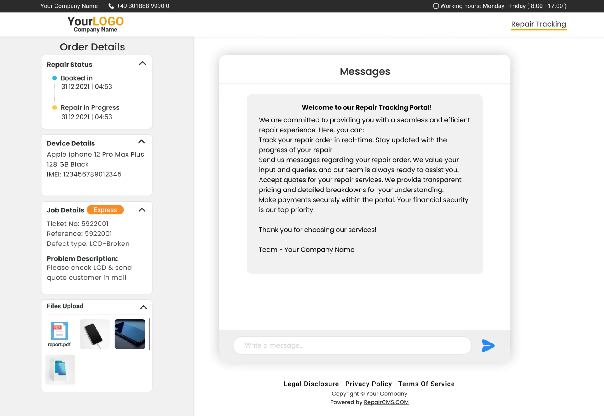 RepairCMS Ultimate Software - With RepairCMS’s Repair Tracking, you can monitor the progress of every repair job in real-time. This feature ensures transparency and allows you to provide accurate updates to your customers.
