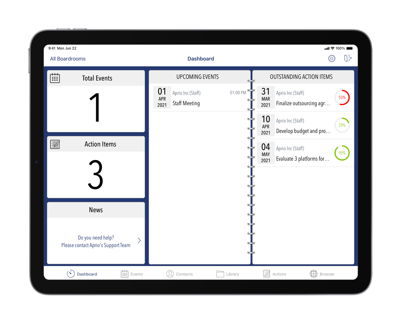 Aprio Software - Dashboard