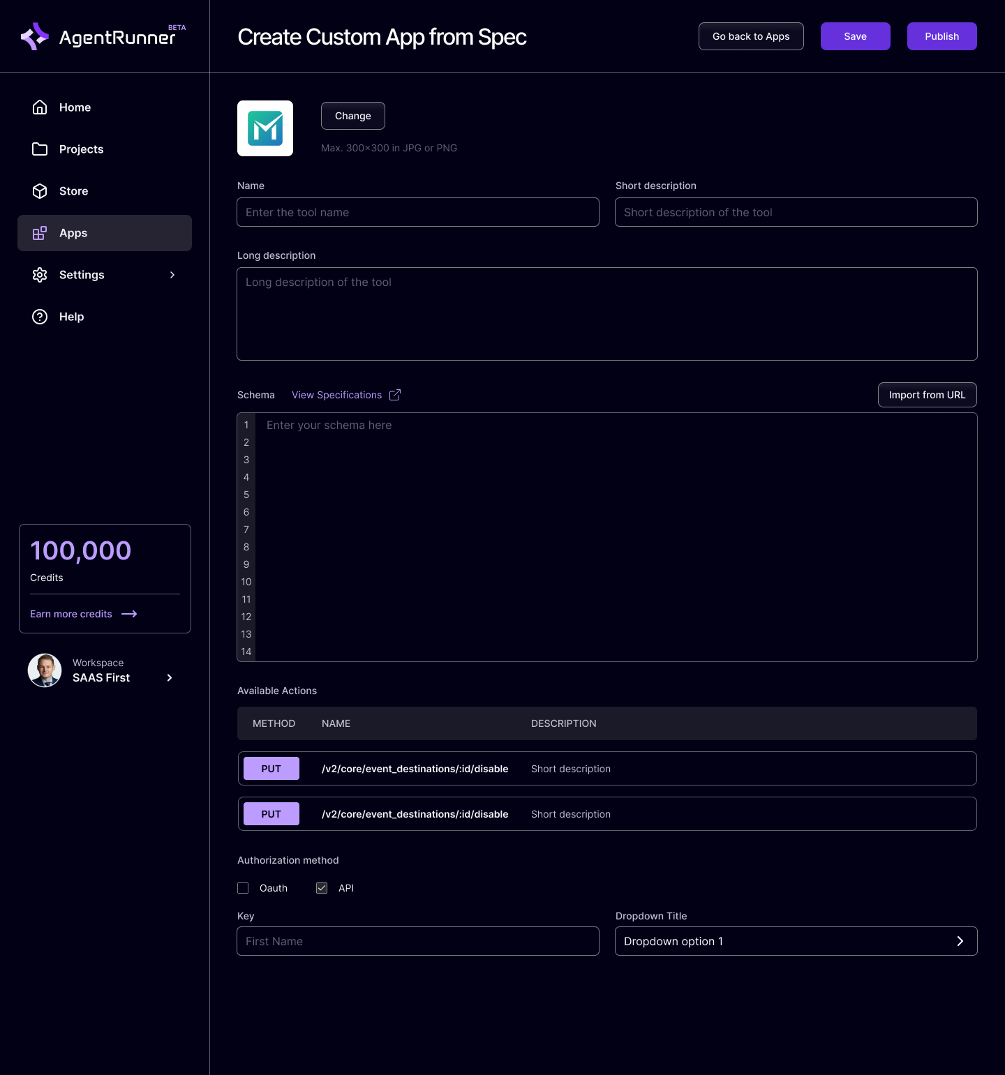 AgentRunner Software - AgentRunner custom app view