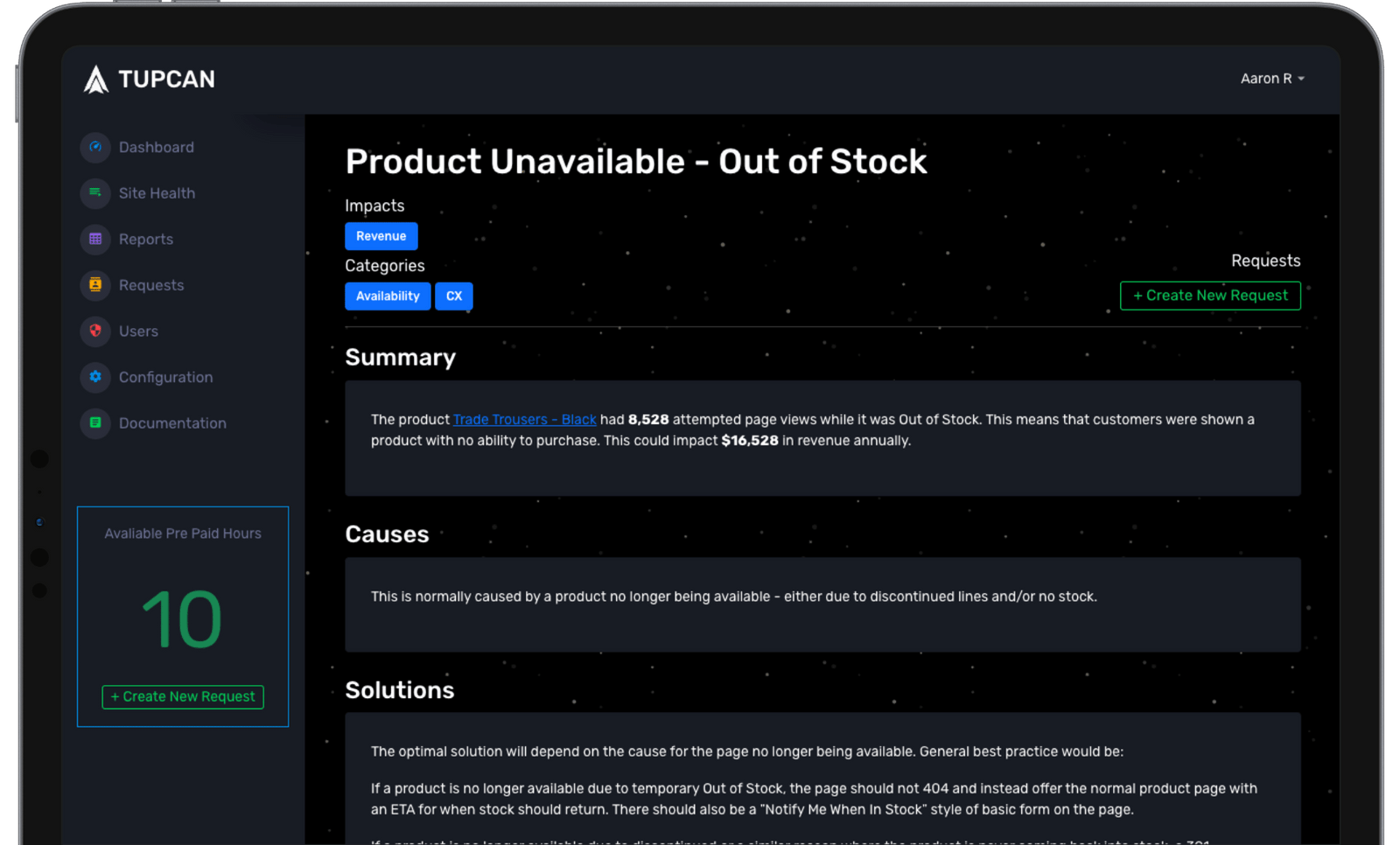 Tupcan screenshot: Tupcan track issues