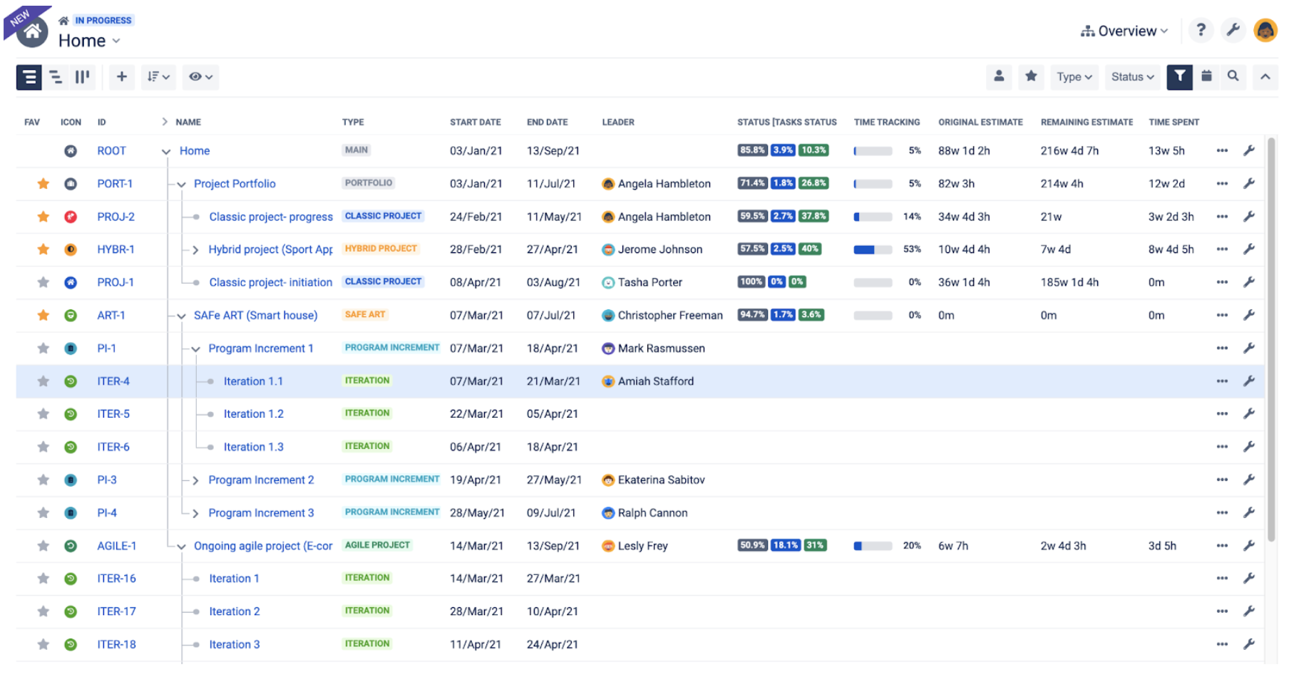 BigPicture screenshot: Overview