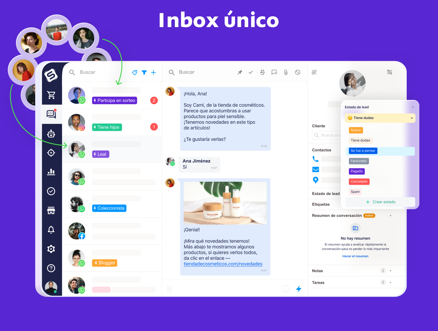 Simla.com Software - Un Inbox único para no perder ningún mensaje y permitir el trabajo simultáneo de múltiples vendedores