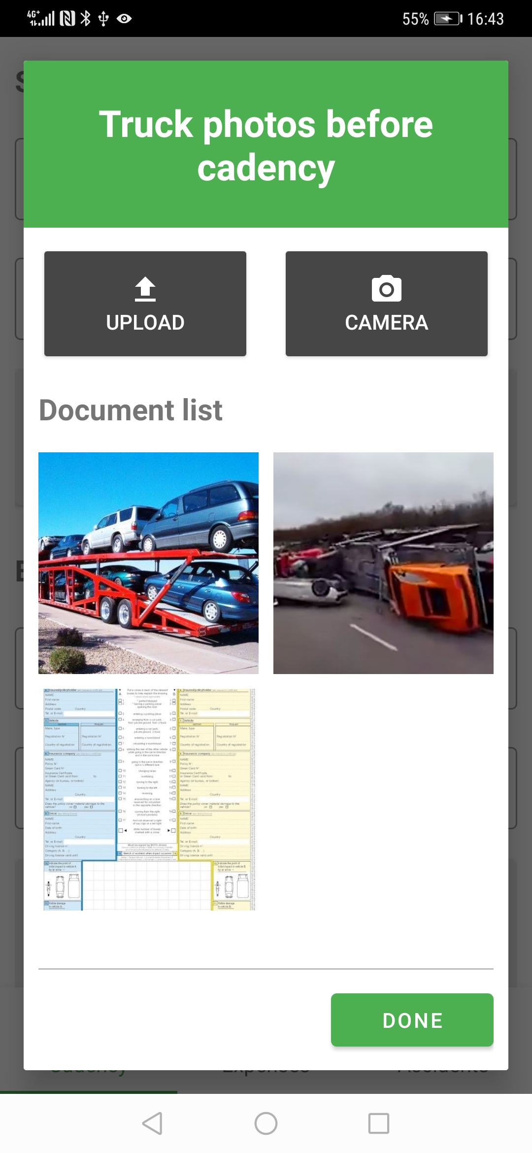 Driver app - driver can assign photos of a damaged cargo