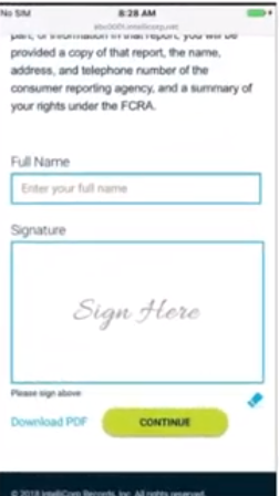 IntelliCorp screenshot: IntelliCorp candidate portal