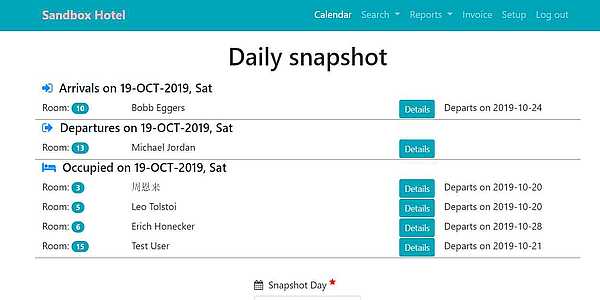 Simple Reservations daily snapshot