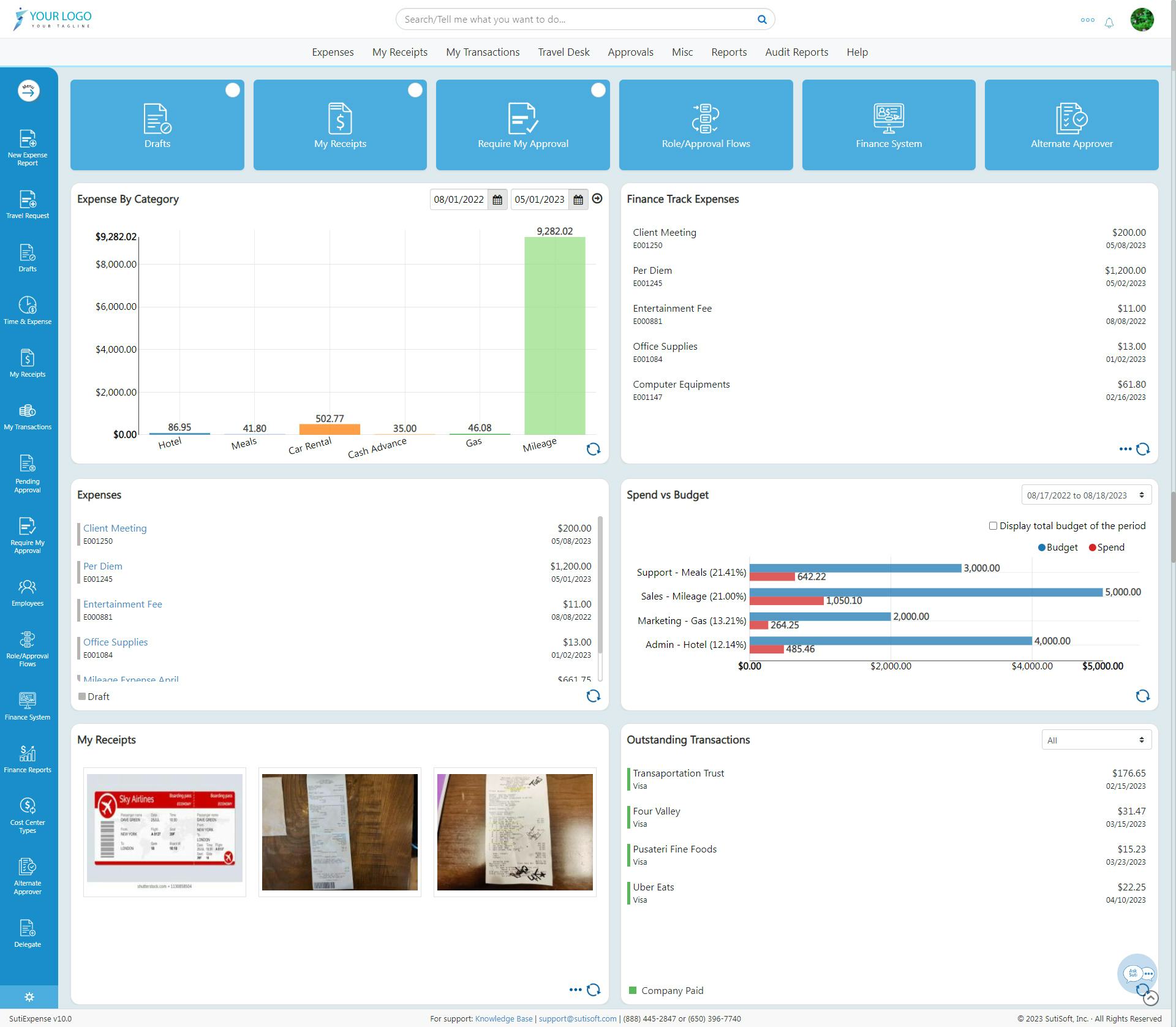 SutiExpense Software - Expense Dashboard