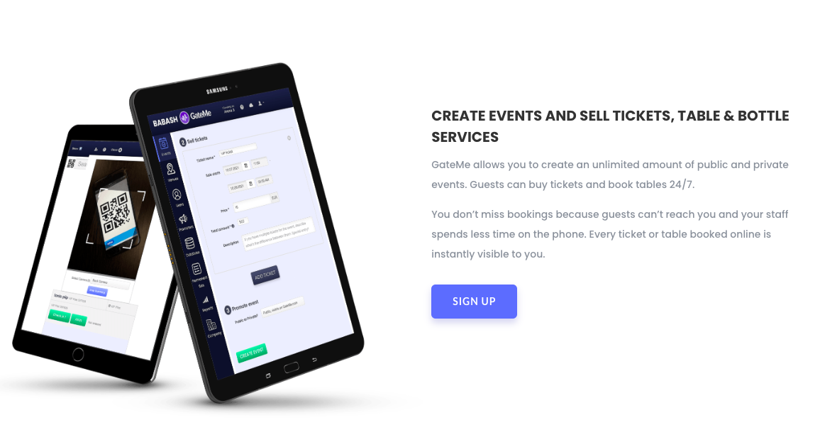 CREATE EVENTS AND SELL TICKETS, TABLE & BOTTLE SERVICES