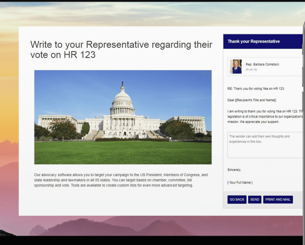 Congress Plus Advocacy draft screenshot