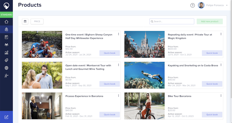 Orioly screenshot: Create one time departures, open date and repeating events, private and multiday tours.