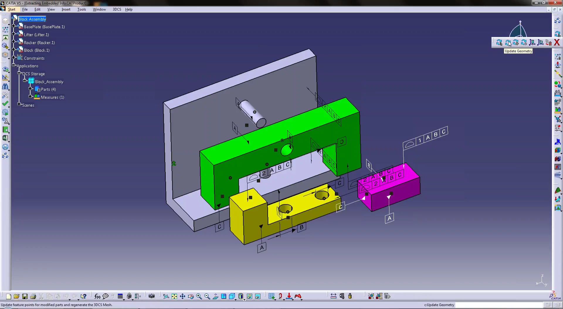 3DCS Variation Analyst view block assembly