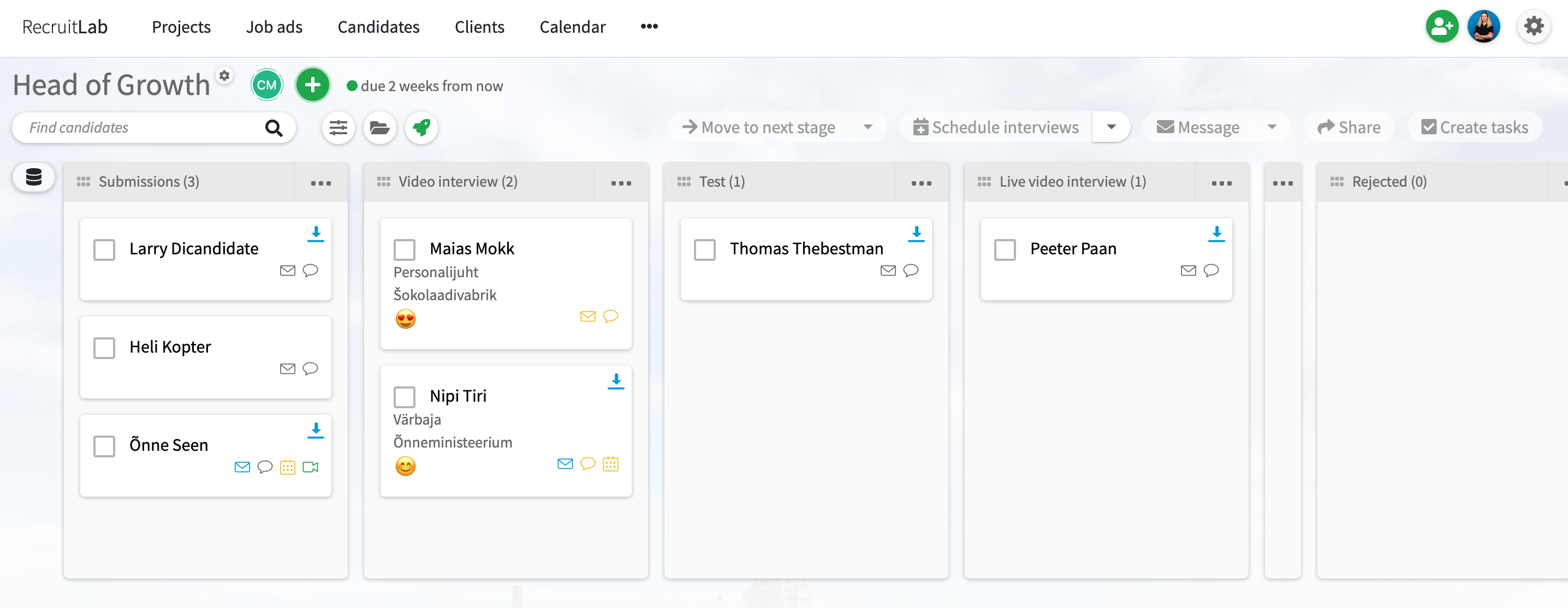 RecruitLab recruitment pipeline