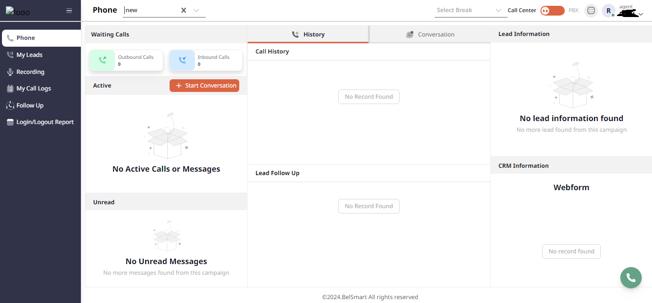 Belsmart screenshot: Beltalk Contact Center Software phone 