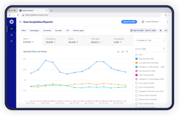 ironSource screenshot: Analytics