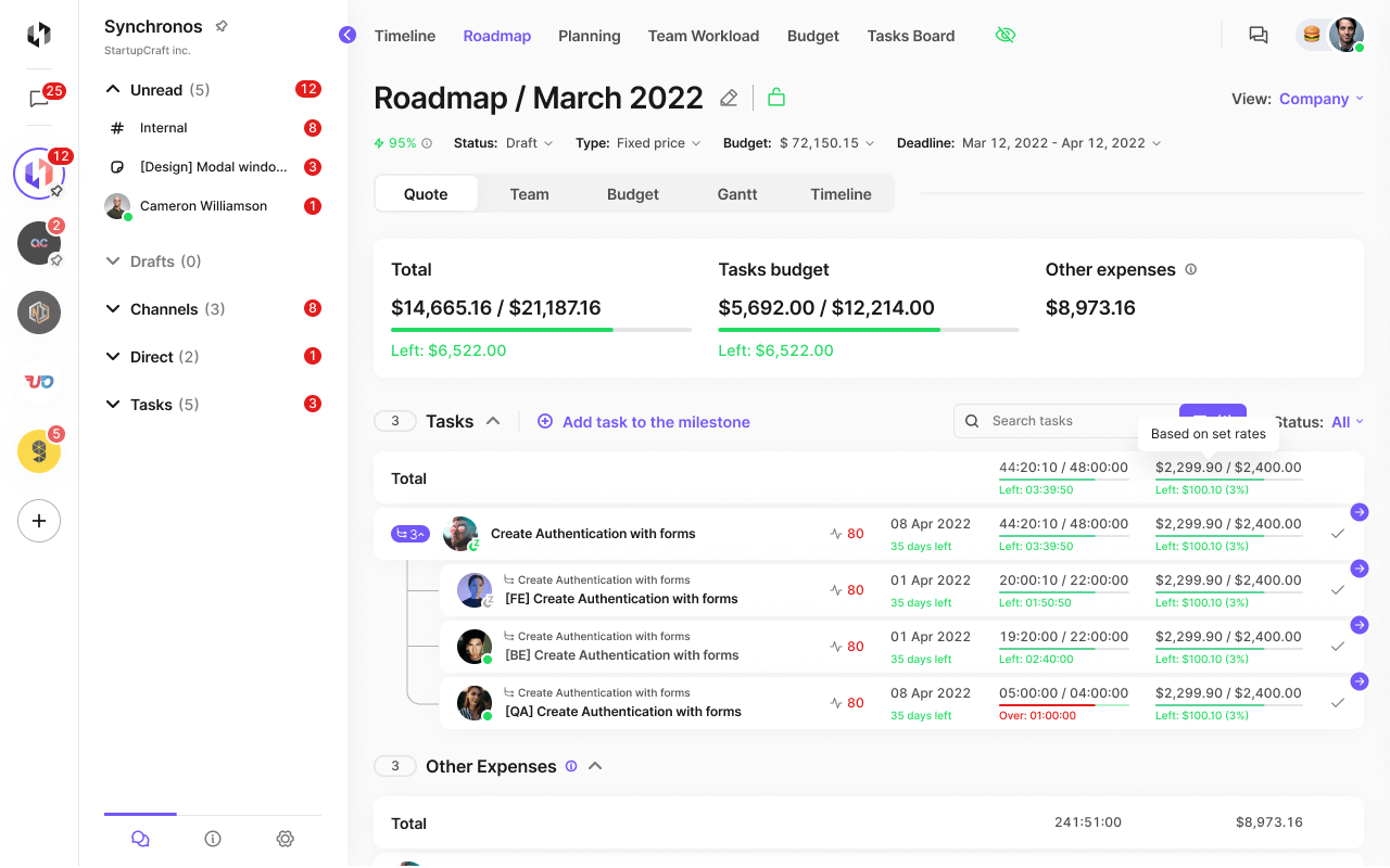 Worklair screenshot: Manage Quotes