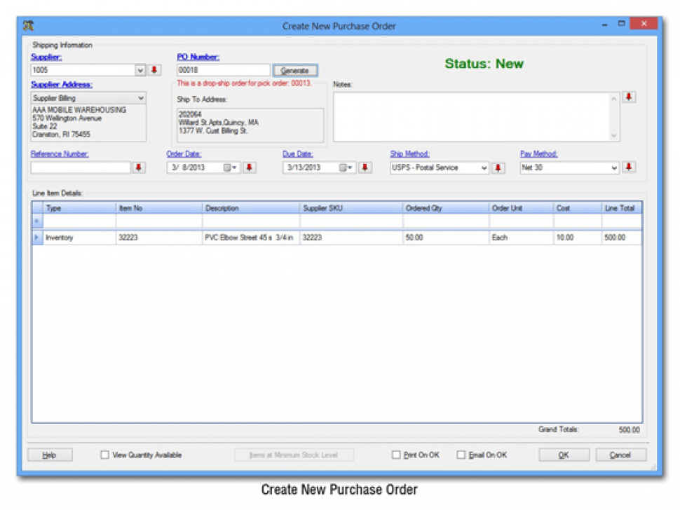 InventoryCloud Software - New purchase order