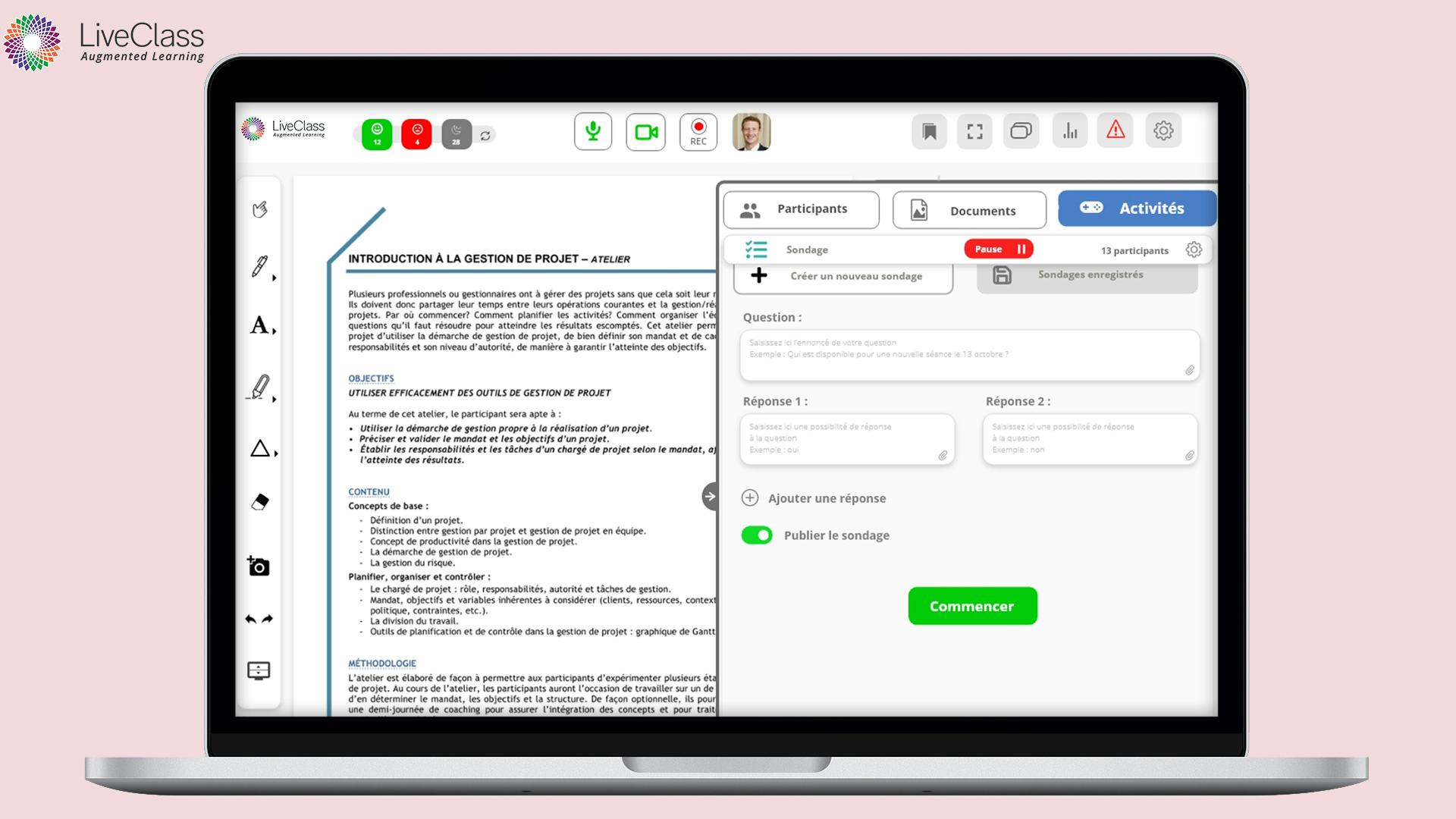 LiveClass Software - Activité en séance LiveClass