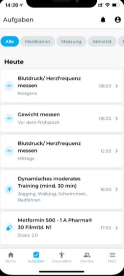 iATROS screenshot: iATROS digital therapy plan