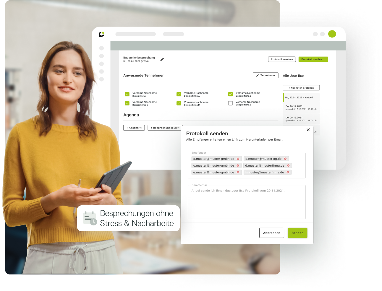 Effortless participant management, minutes at the click of a button and minimal organizational effort: with Capmo, the Jour fixe is done quickly and easily - without any stress or rework.