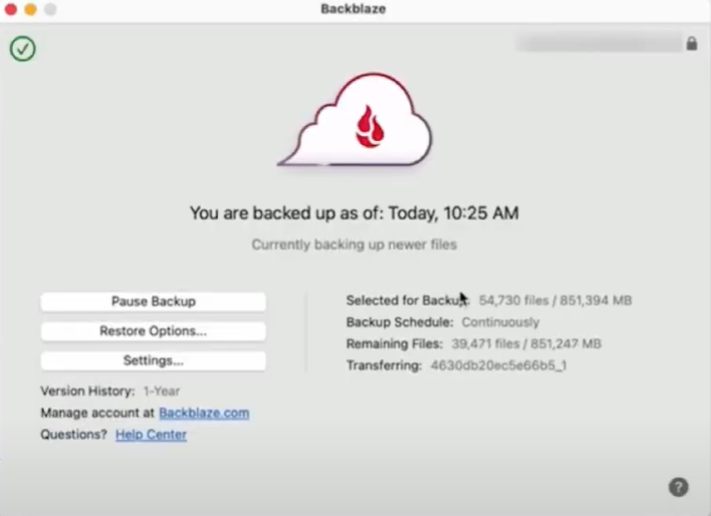 Backblaze Computer Backup screenshot: Backblaze Computer Backup data backup