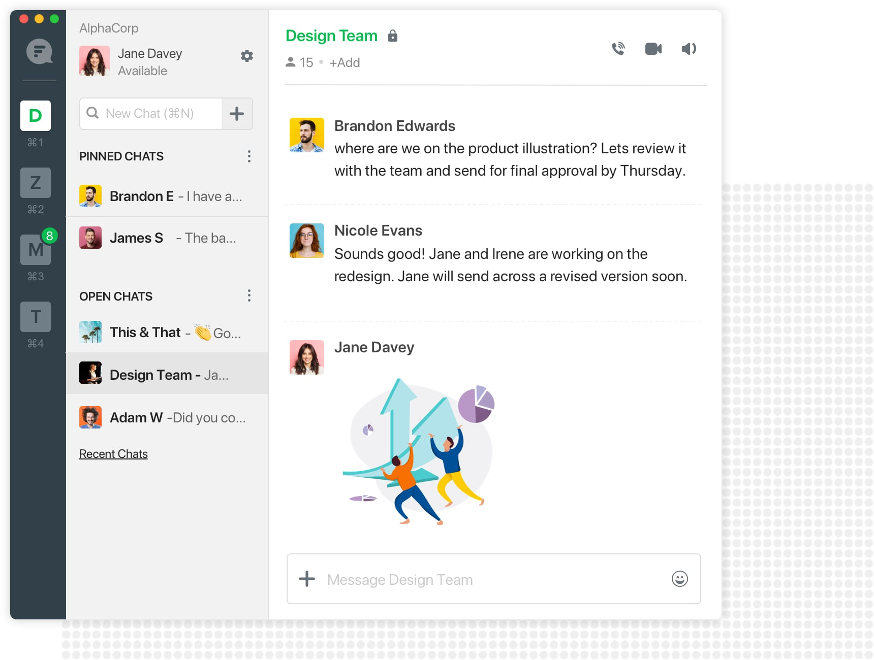 Flock Software - Have conversations around projects with 1:1 and group chats