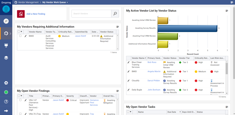 Dynamic Work Queues in Onspring Vendor Management Software-thumb