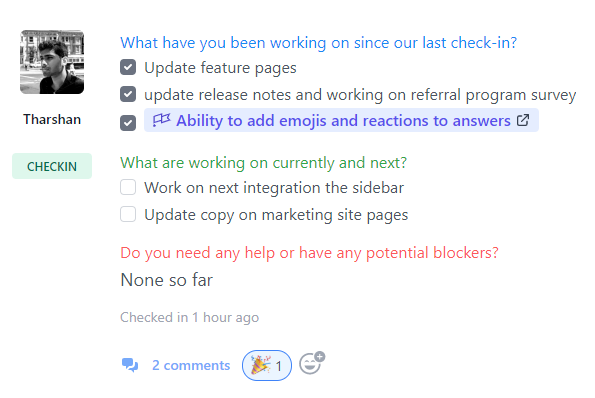 ScrumGenius Software - Rich responses