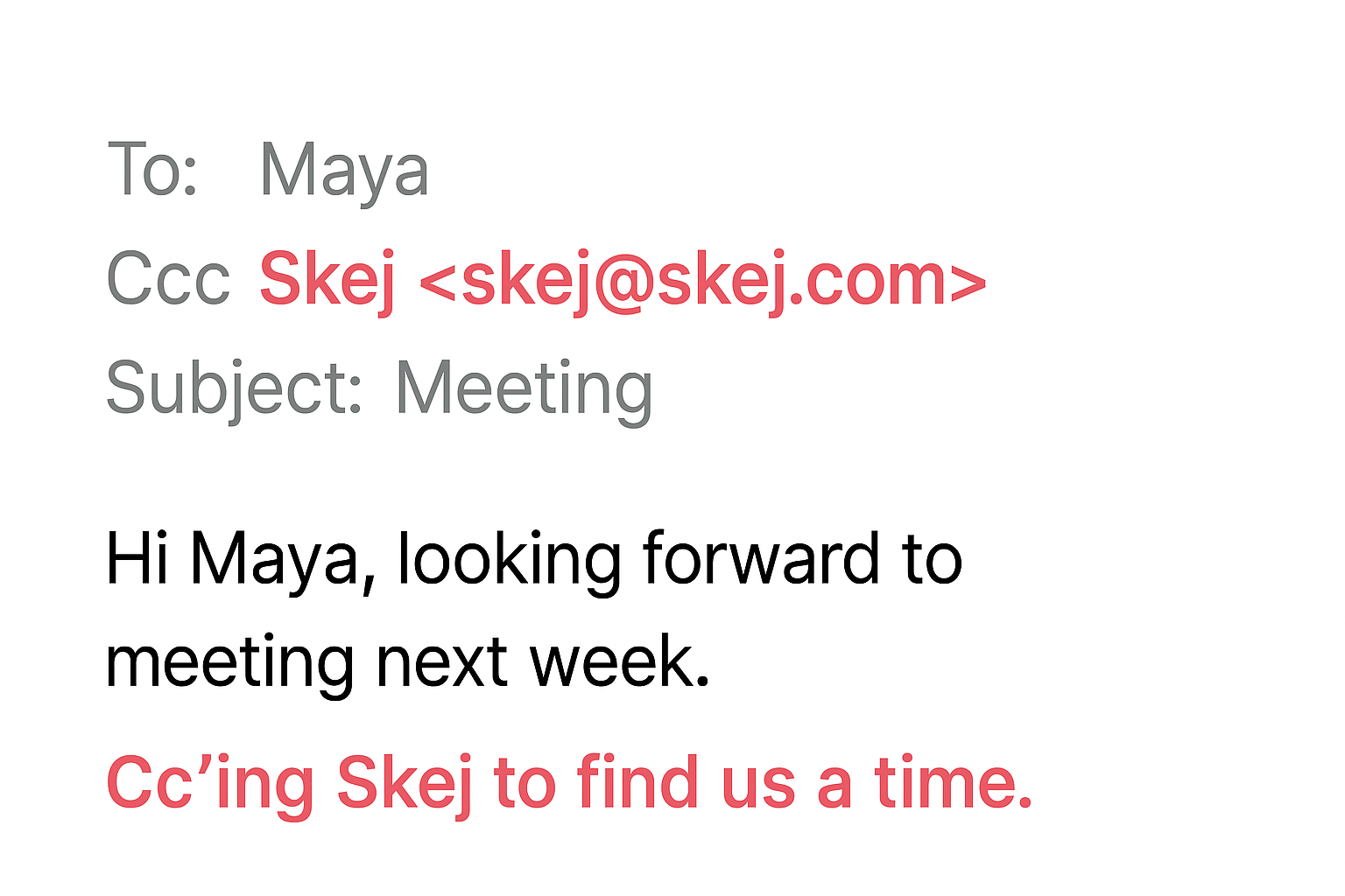 Skej screenshot: Message Skej conversationally with any meeting request. No need to learn a new tool or any special commands