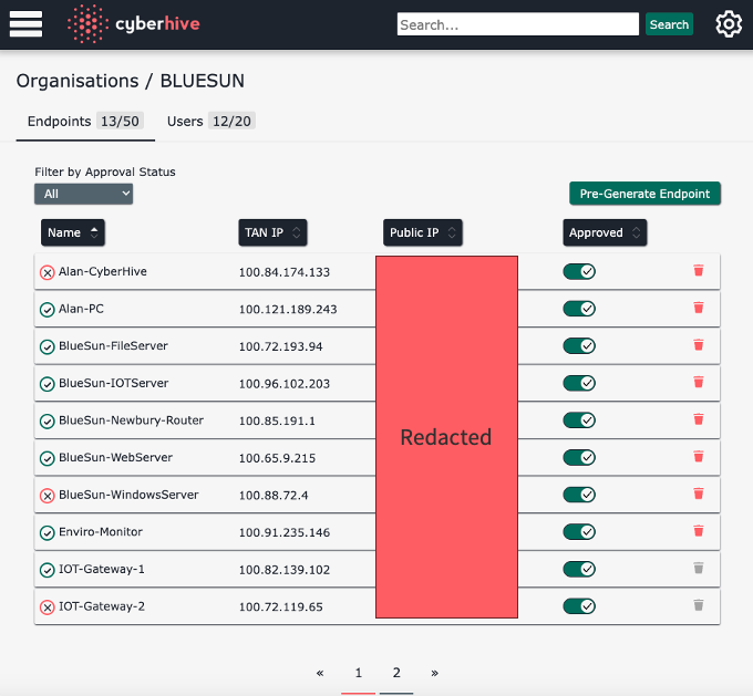 CyberHive Connect screenshot: CyberHive Connect - administrator user interface