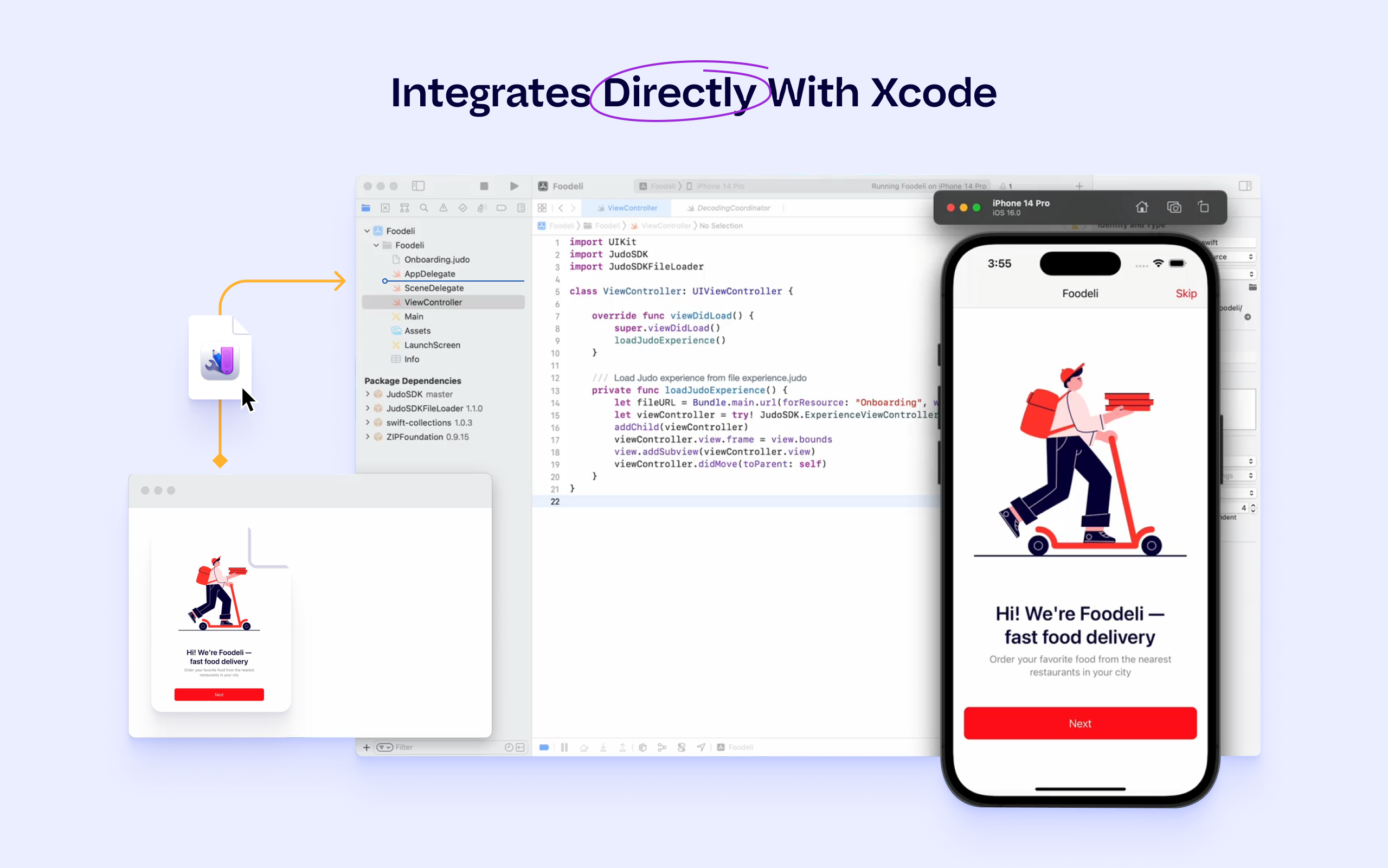 Drag and drop into your Xcode project