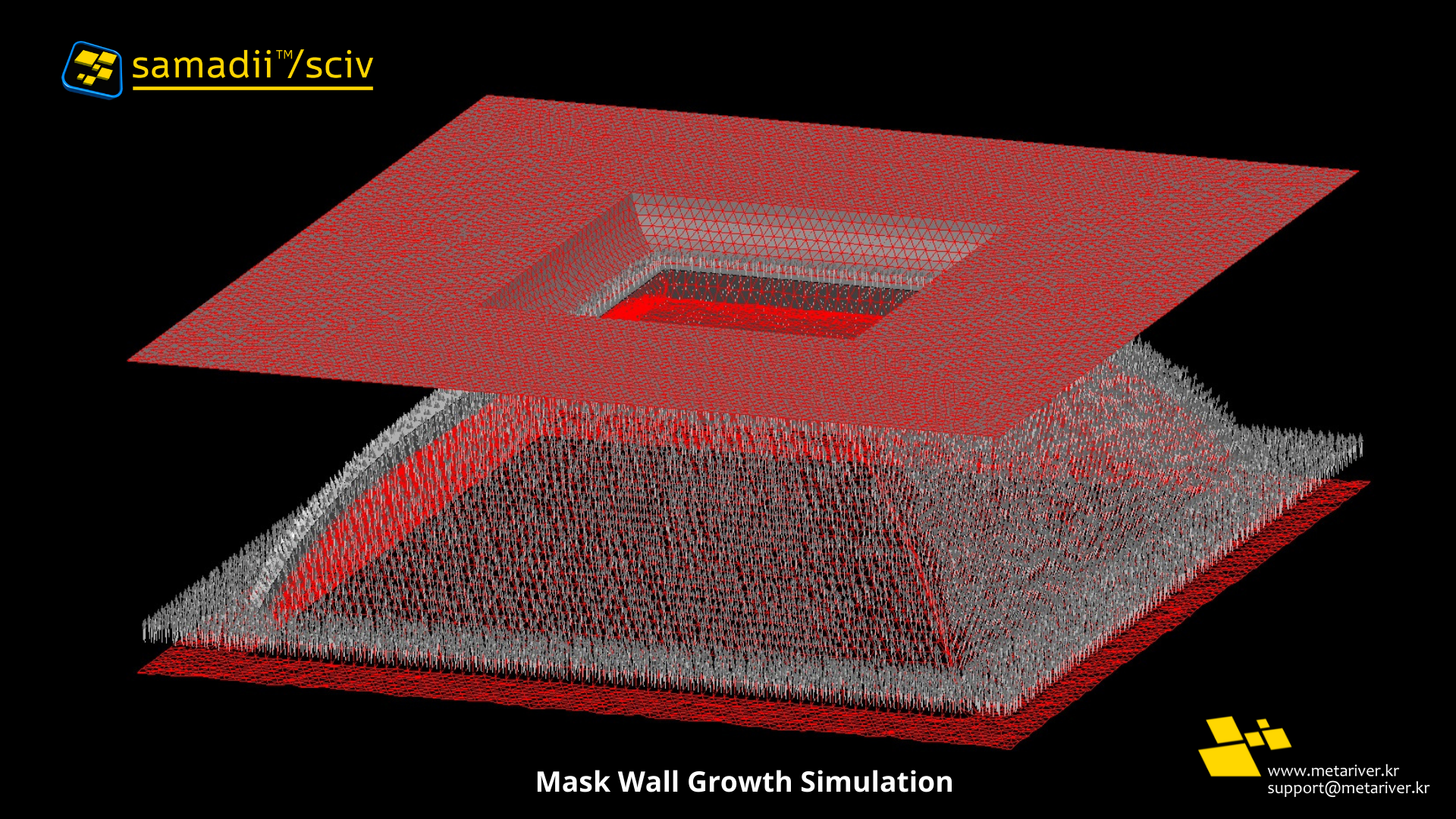 Samadii-SCIV (Statistical Contact In Vacuum) Samadii-SCIV uses Direct Simulation Monte Carlo Method (DSMC) on GPU architecture and CUDA technology for modeling material deposition for OLED manufacturing and semiconductor manufacturing indutries.
