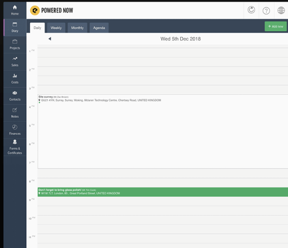 Powered Now task scheduling