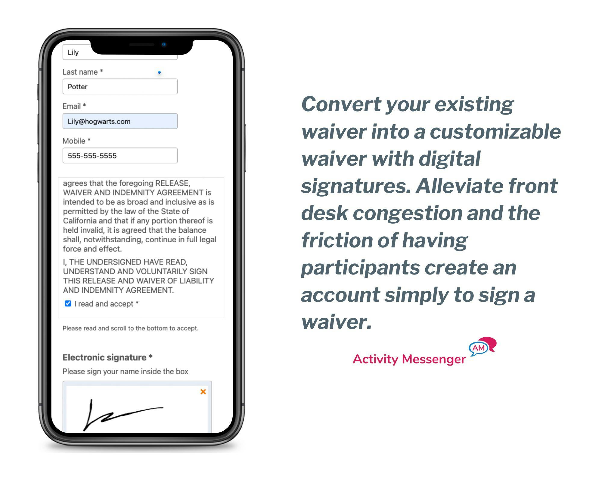 Activity Messenger Software - Digital Waivers