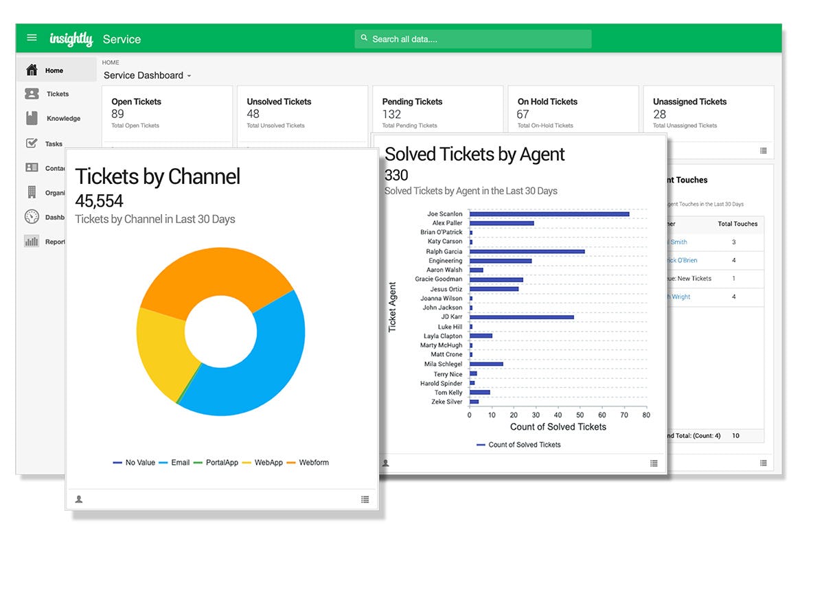 Insightly Service Software - Insightly Service home screen