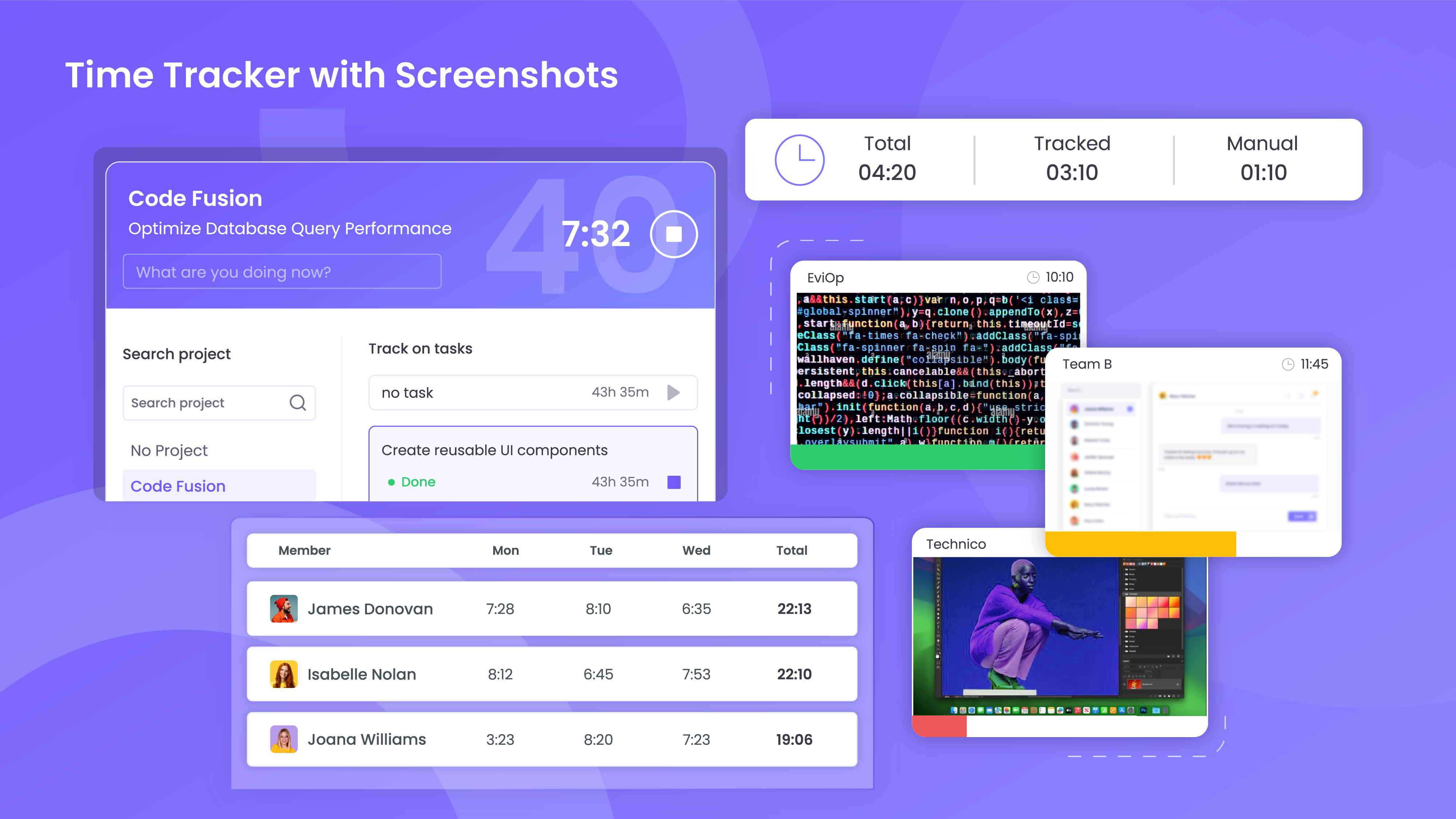 WebWork Time Tracker Software - Time Tracker with Screenshots offers real-time tracking of hours, tasks, and screenshots, giving clear visibility into team productivity. Perfect for remote teams needing accountability and detailed monitoring.